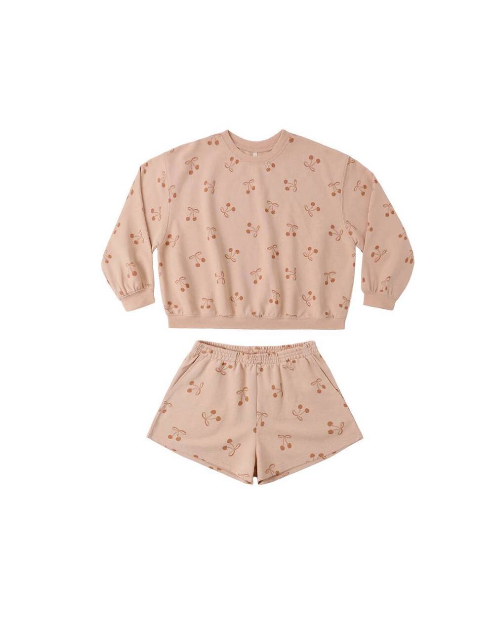 NEW RYLEE + CRU girls summer terry set in cherry bows